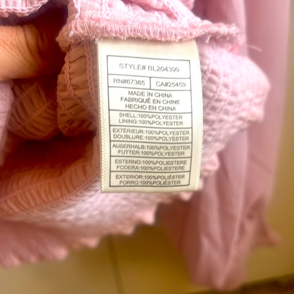 BB Dakota by Steve Madden Blush Pink Smocked Puff Sleeve Top L NWT Romantic Boho - Picture 8 of 11